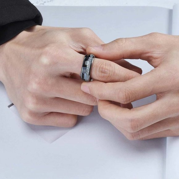 Hunter Koa Wood Tungsten Carbine Men's Ring - Picture 7 of 9